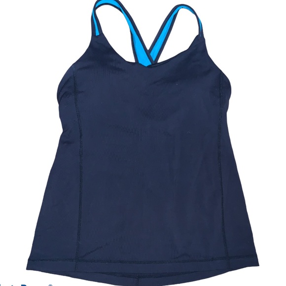lululemon athletica Tops - Lululemon Black & Teal Crisscross Tank Top Size 10